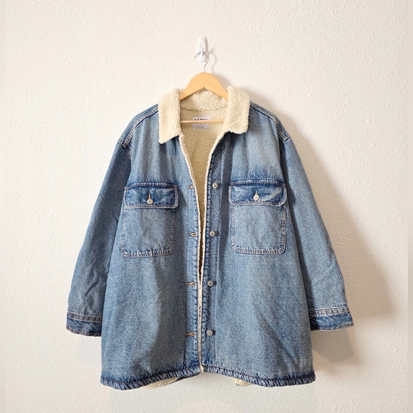 NEW Old Navy Sherpa Lined Denim Jacket 4X - Picture 1 of 11